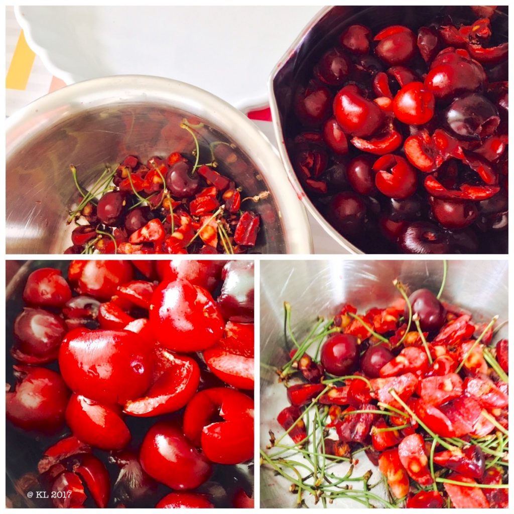 Kirschen, gepflückt und entsteint